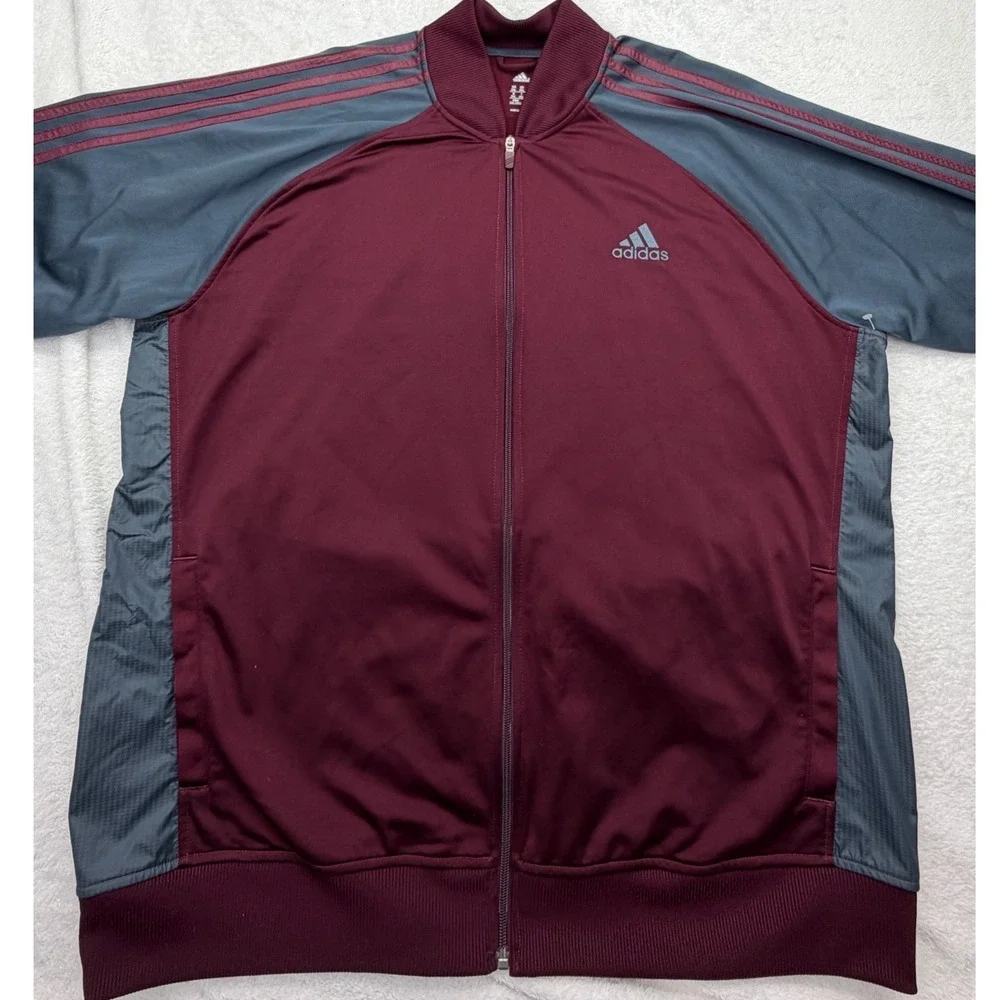 Adidas Track Jacket Mens 2XL Full Zip 3-Stripe Color Block Athletic Bomber